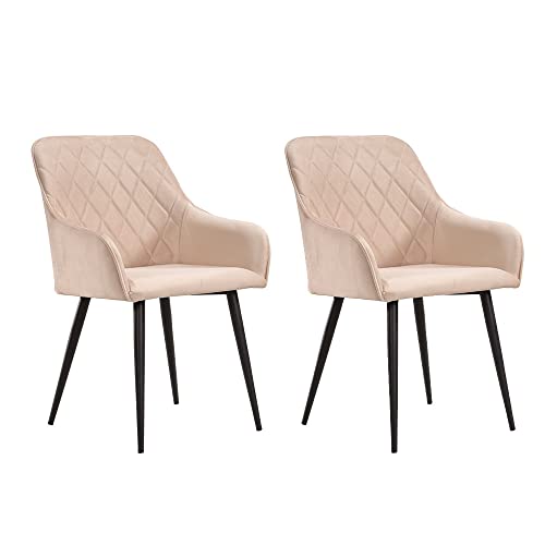 Soof&Tess – 2er-Set – Bergamo-Esszimmerstuhl – Beige – Samt – Industriell – Mit Armlehne – Leicht zu reinigende Stoffe – Hohe Qualität Soof&Tess – 2er-Set – Bergamo-Esszimmerstuhl – Beige – Samt – Industriell – Mit Armlehne – Leicht zu reinigende Stoffe – Hohe Qualität von Soof&Tess