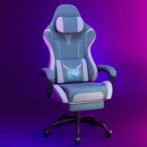 Soontrans Gaming Stuhl mit Massagefunktion Gaming Chair mit Fußstütze und Kopfkissen Gaming Sessel Rückenlehne bis zu 135° Neigbar 150 kg Belastbarkeit (Grün) von Soontrans