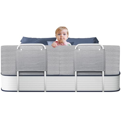 Soontrans Rausfallschutz Bett, Sorgt für Süße Träume für Ihren Kleinen, Rausfallschutz Boxspringbett Gepolstert Umramung & 5-Stufen Höhenverstellbar, für Kinderbett Elternbett Reise (Grau, 2-Stk. 60cm Soontrans Rausfallschutz Bett, Sorgt für Süße Träume für Ihren Kleinen, Rausfallschutz Boxspringbett Gepolstert Umramung & 5-Stufen Höhenverstellbar, für Kinderbett Elternbett Reise (Grau, 2-Stk. 60cm von Soontrans