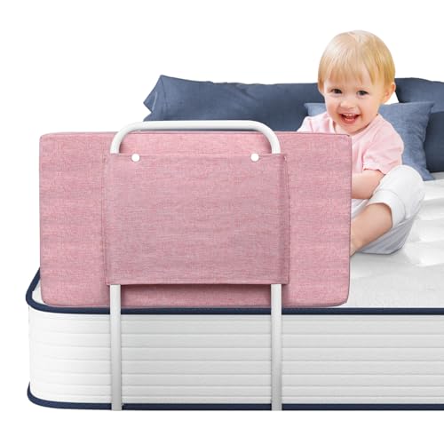 Soontrans Rausfallschutz Bett, Sorgt für Süße Träume für Ihren Kleinen, Rausfallschutz Boxspringbett Gepolstert Umramung & 5-Stufen Höhenverstellbar, für Kinderbett Elternbett Reise (Rosa, 50 cm) von Soontrans