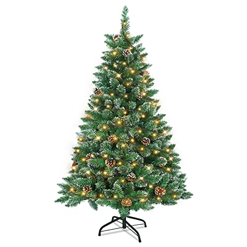 Soontrans Weihnachtsbaum mit Beleuchtung, Winterzauber Serie, Künstlicher Weihnachtsbaum mit Kunstschnee Beschichtung & 180 LEDs & 20 Tannenzapfen & 367 Zweigen & Metallständer, aus PVC (H150 cm) Soontrans Weihnachtsbaum mit Beleuchtung, Winterzauber Serie, Künstlicher Weihnachtsbaum mit Kunstschnee Beschichtung & 180 LEDs & 20 Tannenzapfen & 367 Zweigen & Metallständer, aus PVC (H150 cm) von Soontrans