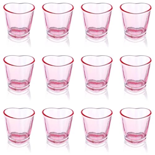 Pinkes Schnapsglas, Herz-Schnapsgläser, 42,5 ml, süßes Schnapsglas, Schnapsgläser, 12 Stück von Soopiiso