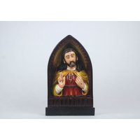 Heiliges Herz Jesus Vintage Stil Statue Seltene Holz Christus Skulptur Christliche Home Altar Kirche Dekor Figur Heiliger Tisch Idol Revuelto von SooryaKiranCrafts