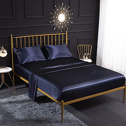 Soothbedding 4-teiliges Bettwäsche-Set aus Seidensatin mit Spannbettlaken aus Satin, Flachbettlaken, Kissenbezug, atmungsaktiv, weich und bequem, Super-Kingsize-Bett, cremefarben von Soothbedding