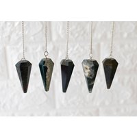 Moos Achat Facettierte Kegel Pendel Heilung Kristall Pendel, Hexagon Spirituelle Steine von SoothingCrystalStore