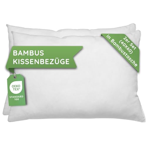 Sootora Bambus Kissenbezug 40x60 (2er Set), natürlich & weiche Kissenhülle, Akne Kopfkissenbezug, antiallergische Bettwäsche, Haarbruch Kopfkissen 40x60 Bezug von Sootora.