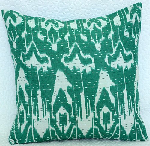 Indian Kantha Kissenbezug, Überwurf Ethnic Dekorative Ikat Print Handmade Kissen, Ethnic Werfen Decor Art, von Sophia Art