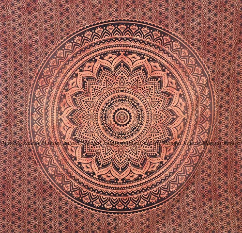 Indische Mandala Hippie Wandteppiche Wandbehang Einzigartige indische Wandteppiche Hippie Mandala Schöne handgemachte Tagesdecke Wanddekoration Königin Wandteppich (Rot Tie Dye Ombre, 86" x 94") von Sophia-Art