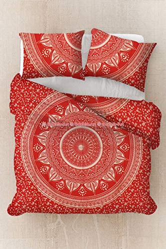 Sophia-Art Indische Wand-Tagesdecke, Mandala-Motiv, handgefertigt, indisches Hippie-Design, 132 x 188 cm, Rot von Sophia-Art