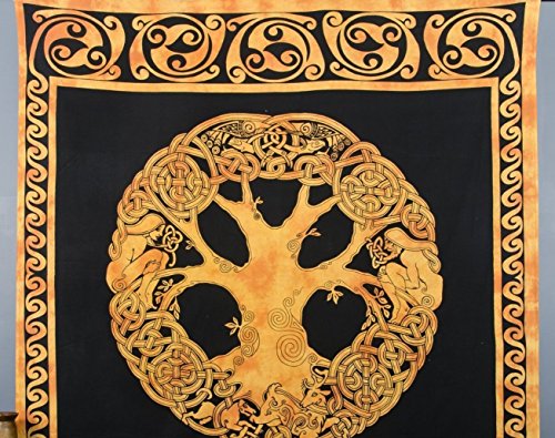 Sophia Art Indischer keltischer Baum des Lebens Baumwolle Indischer Wandbehang Wandteppich Dekor Überwurf 137 x 213 cm (gelb) von Sophia-Art