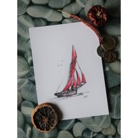 Roter Pilot Cutter Art Print | Physisch von SophiesShips