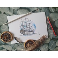 Ship in A Blue Moon Kunstdruck | Physisch von SophiesShips