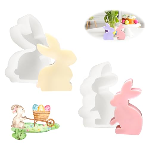 2 Stück Osterhase Silikonform, 3D Kaninchen Gießform Ostern, Ostern Kaninchen Silikonformen Gießformen Hase Silikon Gießform Kerzenhalter, Ostern Kaninchen Hase Silikon Gießform von Sophisticate