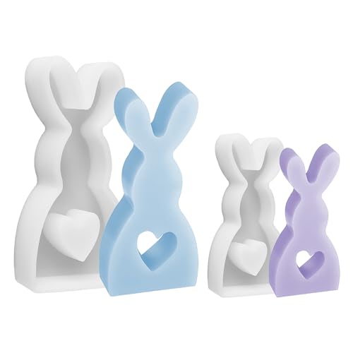 2 Stück Ostern Kaninchen Silikonformen Gießformen, 3D Kaninchen Gießform Ostern, Ostern Kaninchen Kerzen Gießformen, DIY Osterhase Silikonform for Gips, Sojawachs Kerzen, Handwerk (A) von Sophisticate