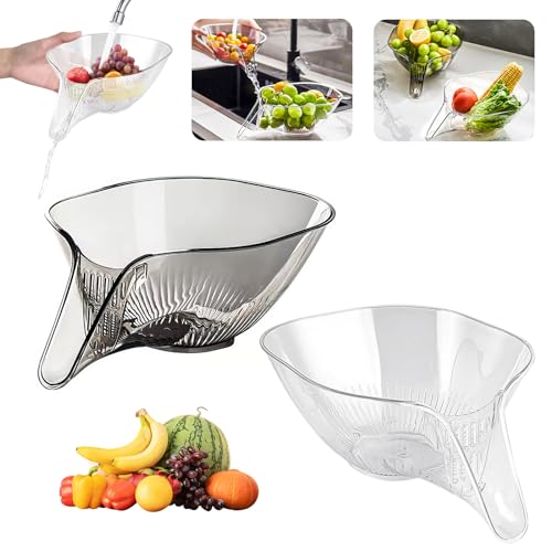 2Pcs Multifunktionaler Abflusskorb Abtropfkorb-trichter Kunststoff-Siebkorb-Abfluss Schüssel mit Trichter Abtropfschale für Obst und Gemüse Haushalts-Küchenspüle Gemüse Obst Abtropfkorb von Sophisticate