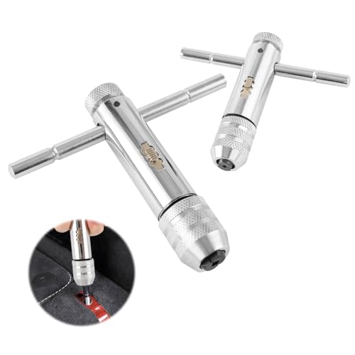 2 Stück T Griff Windeisen Ratsche,Einstellbare Ratsche Gewindebohrer,T-förmigen Schraubenschlüssel Kit,Werkzeughalter mit Gleitgriff für Gewindebohrer,für Metrische Gewindebohrer M3-M8/M5-M12 von Sophisticate