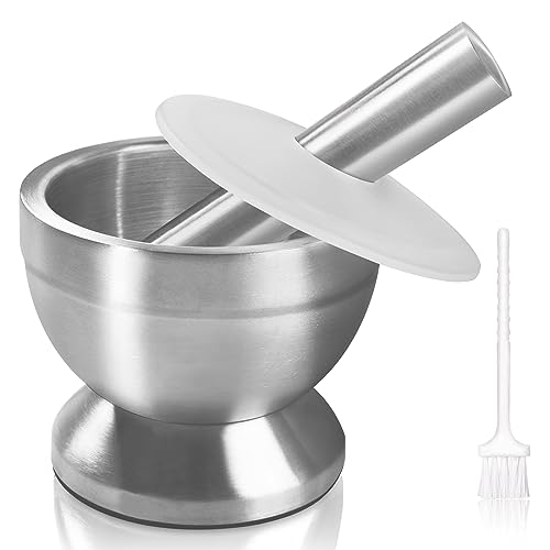 Sopito Mörser mit Stößel, Mörser mit Stößel Klein Edelstahl Lebensmittelecht Pestle and Mortar Stainless Steel, 10cm (3.9") Durchmesser, 250ml von Sopito