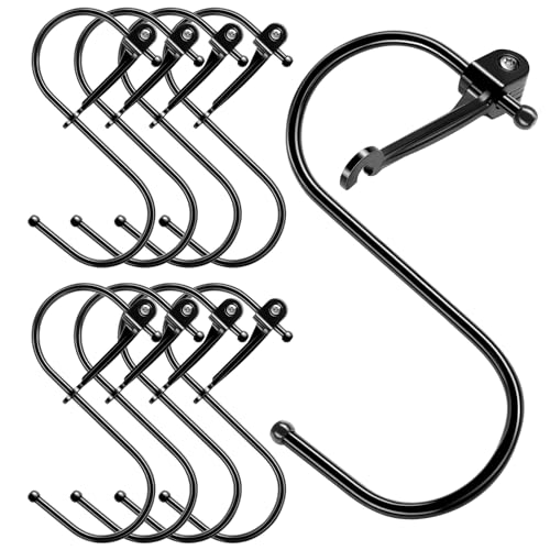 Sopito S Haken, Haken Zum Einhängen 8 Stück S Haken Aufhänger Haken mit Sicherheitsschnalle, Metallhaken Passt Durchmesser innerhalb 3cm für Küche Garderobe S Hooks, Schwarz von Sopito