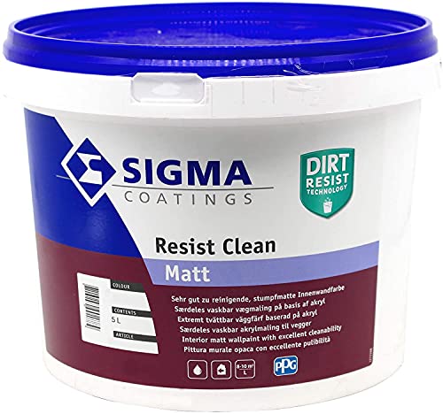 Sigma Innenwandfarbe abwaschbar Resist Clean Matt weiss 2,5L Deckenfarbe von Sopo