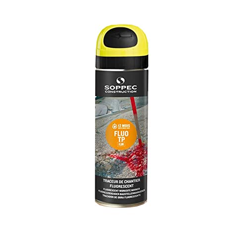 Markierungsspray Fluo TP gelb 500ml 9-10 Monate sichtbar für Baustellen, 12 Stück von Soppec