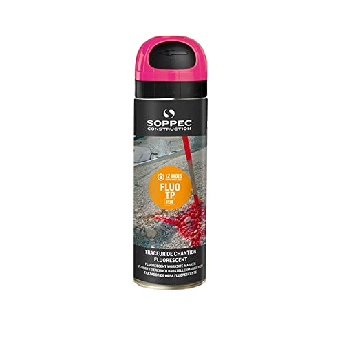 Markierungsspray Fluo TP pink 500ml 9-10 Monate sichtbar für Baustellen, 12 Stück von Soppec