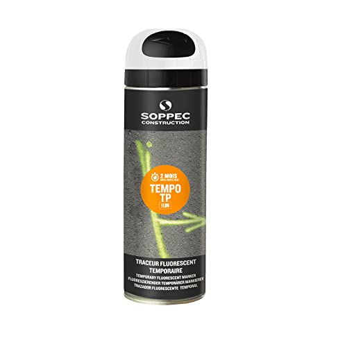 Markierungsspray Fluo TP weiss 500ml 9-10 Monate sichtbar für Baustellen, 12 Stück von Soppec