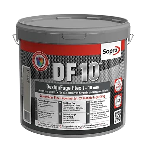 Sopro DF 10® DesignFuge Flex hellbeige 29 Eimer 1 KG Zement Fugenmörtel 1-10mm Keramik Naturstein Glasmosaik Agloplatten Wand Boden Schimmelpilze Mikroorganismen von Sopro