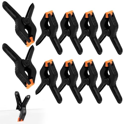10 Stück Federklemmen, 4 Zoll Hochleistungs Nylon-Klemmen, Schwarz, Verstellbare Leimzwingen mit Beweglichen Geriffelten Klemmbacken für Holzbearbeitung, DIY-Projekte und Fotostudio-Hintergründe von SopwMap