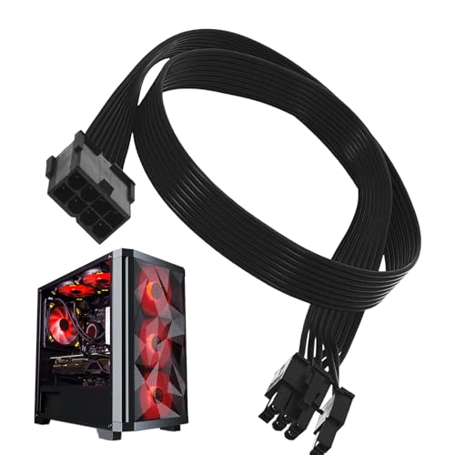 30CM 6+2 Pin PCI Express GPU Grafikkarten-Stromkabel Verlängerung, PCIe 8-Pin Female auf PCIe 8-Pin (6+2) Male Stromversorgungsadapter Verlängerungskabel, Stecker auf Buchse - Schwarz von SopwMap