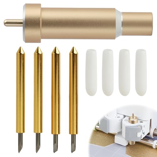 SopwMap 4 Stück Feinschnittklinge und Gehäuse Set, Kompatibel mit Explore Air, Air 2, Maker 3 - Inklusive 4 Klingen mit 30° und 60° Winkeln für Präzisionsschnitte, Goldfarben, für DIY-Projekte von SopwMap