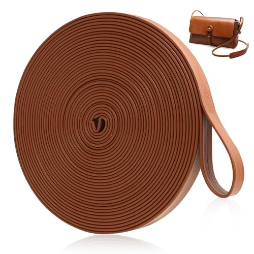 SopwMap PU Lederband Flach, 10 mm x 2 mm, Braun Gelb, Lederriemen Flach，Lederbänder，Lederriemen Meterware, Handarbeiten und DIY-Projekte, Robust und Langlebig, 5 Meter von SopwMap