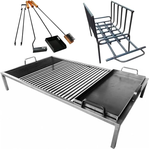 Argentinischer Grill mit abnehmbaren Eisenmodulen + Feuerschale + Feuerwerkzeuge - Eisen Argentinien Grill - BBQ Parrilla Asado - Sor pampa grill (Grill mit Eisengrillmodul) Cod 003 (71,1 x 50,8 cm) von Sor pampa grill