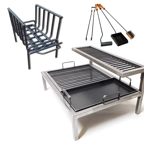 Sor Pampa Grill - Argentinischer Grill mit abnehmbaren Eisenmodulen + Feuerschale + Feuerwerkzeuge - BBQ Parrilla Asado - Eisen Argentinien Grill (81,3 x 50,8 cm) von Sor pampa grill