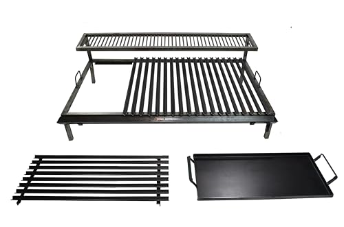 Premium Argentinischer Grill - V Winkel Eisengrill mit Griffen und Ablaufpfanne, Heavy Dutyl - BBQ - Emparrillado con manijas, Asado Argentino Sor pampa grill - (100 x 50 cm (40 x 20 Zoll)) von Sor pampa grill