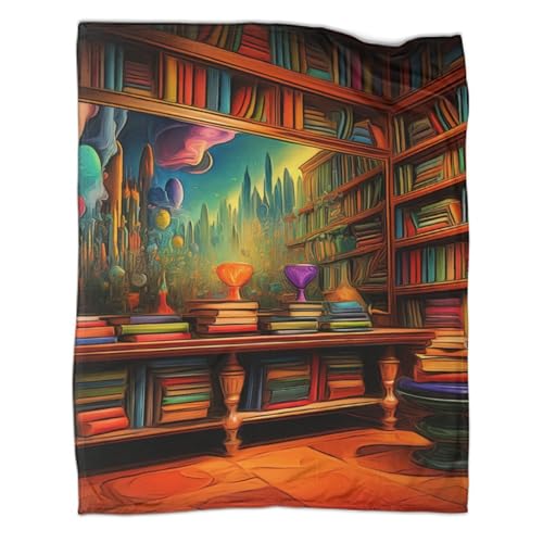 SorEci Bücherregal Kuscheldecken Weich Decke, Kunst Styles, Flanelldecke, Weich Wohndecke, Mikrofaser Kuscheldecke, Sofadecke Für Kinder Erwachsene Decken 3D-Digitaldruck von SorEci