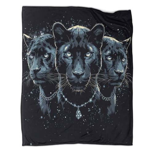 DREI Panther Kuscheldecken Decke Für Schlafzimmer, Sofa, 3D-Digitaldruck Tiers Decke, Flanelldecke, Weich Wohndecke, Sofadecke Zweiseitige Decke Für Kinder Erwachsene 40x50inch(100x130cm) von SorEci