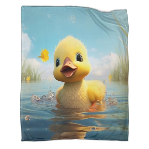 Gelbe Ente 3D Drucken Flanell Fleecedecke Decke Klarer See Weich Wärme Gemütlich Für Kinder Erwachsene Flanell-Fleece Sofadecke Deckeldecke Reisedecke 60x80inch(150x200cm) von SorEci