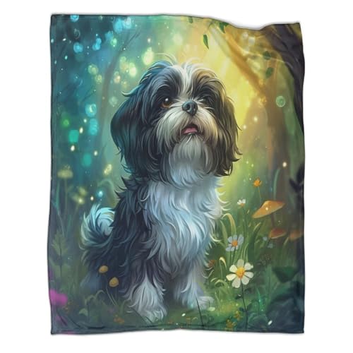 Havaneser 3D Drucken Decke, Warm, Für Erwachsene Und Kinder, Tiers Superweiche Decke Mit Weichem Anti-Pilling-Flanell Microfaser Sofadecke 50x60inch(127x152cm) von SorEci