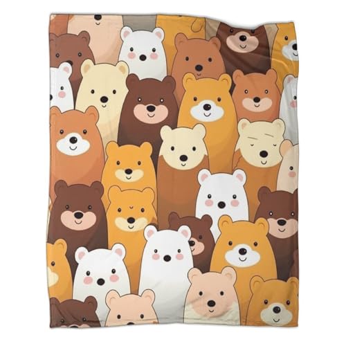 Niedlicher Bär Kuscheldecken Decke Für Schlafzimmer, Sofa, 3D-Digitaldruck Tier Decke, Flanelldecke, Weich Wohndecke, Sofadecke Zweiseitige Decke Für Kinder Erwachsene 40x50inch(100x130cm) von SorEci