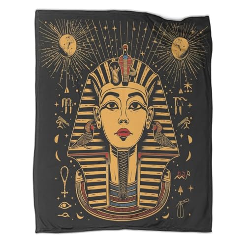 Pharao 3D Drucken Decke, Warm, Für Erwachsene Und Kinder, Geheimnisvolle Ikonen Superweiche Decke Mit Weichem Anti-Pilling-Flanell Microfaser Sofadecke 50x60inch(127x152cm) von SorEci