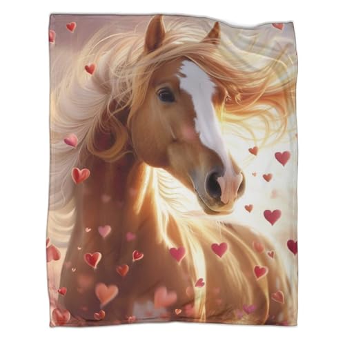 Schönes Pferd 3D Drucken Decke Weich Wärme Gemütlich Flanell-Fleece Schönes Pferd Sofadecke Microfaser Kinder Erwachsene Deckeldecke Für Bett & Sofa Reisedecke 60x80inch(150x200cm) von SorEci