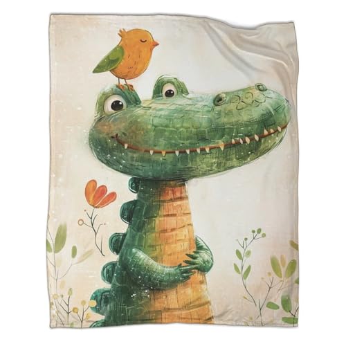 SorEci Niedliche Tiere Druckdecke 3D Wohndecke Für Kinder Erwachsene Krokodil Mikrofaser Gedruckte Ultraweiche Fleecedecke Flanell Weich Plüsch Decke Für Bett & Sofa 50x60inch(127x152cm) von SorEci