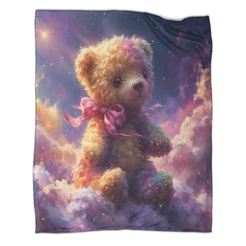 SorEci Teddybär Druckdecke 3D Wohndecke Für Kinder Erwachsene Buntes Mikrofaser Gedruckte Ultraweiche Fleecedecke Flanell Weich Plüsch Decke Für Bett & Sofa 80x90inch(200x230cm) von SorEci