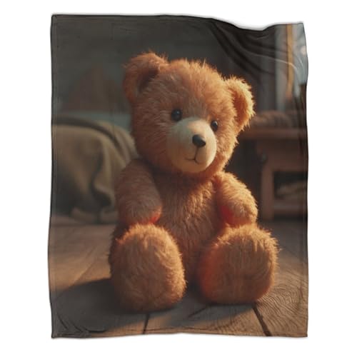 SorEci Teddybär Kuscheldecken Weich Decke, Flauschige Puppe, Flanelldecke, Weich Wohndecke, Mikrofaser Kuscheldecke, Sofadecke Für Kinder Erwachsene Decken 3D-Digitaldruck von SorEci