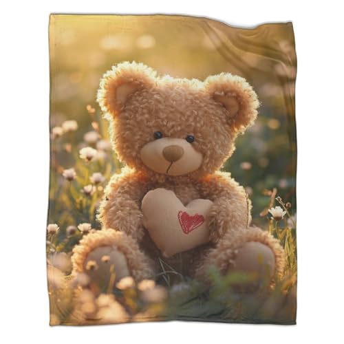 Teddybär Kuscheldecken Weich Decke, Liebe, Flanelldecke, Weich Wohndecke, Mikrofaser Kuscheldecke, Sofadecke Für Kinder Erwachsene Decken 3D-Digitaldruck von SorEci