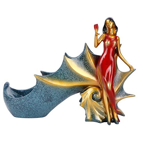 Sora Statue für Weinflaschen, Weinhalter, feine Verarbeitung, Weinflaschenfigur für Küche, Skulpturen, (BS023-2 Red Girl) von Sora