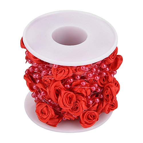 Perlengirlande, 10m / Rolle ABS Rose Künstliche Perle Draht Perlen Girlande Exquisite String DIY Hochzeitsdekoration für Hochzeit/Party/Weihnachten/Bühne/Kleidung(rot) von Sorand