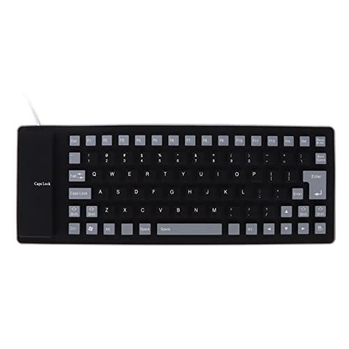 85 Tasten Standard USB Kabelgebundene Tragbare Weiche Faltbare Silikon Tastatur, Leichtes Gewicht Leise Flexibles Wasserdichtes Tastenfeld Werkzeug für PC Notebook Laptop (Black) von Sorandy