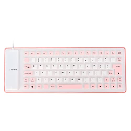 85 Tasten Standard USB Kabelgebundene Tragbare Weiche Faltbare Silikon Tastatur, Leichtes Gewicht Leise Flexibles Wasserdichtes Tastenfeld Werkzeug für PC Notebook Laptop (PINK) von Sorandy