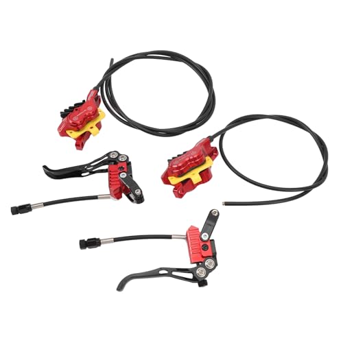Sorandy 4 Kolben Split Hydraulische Scheibenbremse, Aluminiumlegierung CNC Vorne 800 Mm und 1550 Mm Zum Bergradfahren mit Internem Kabelrouting (Rot) von Sorandy